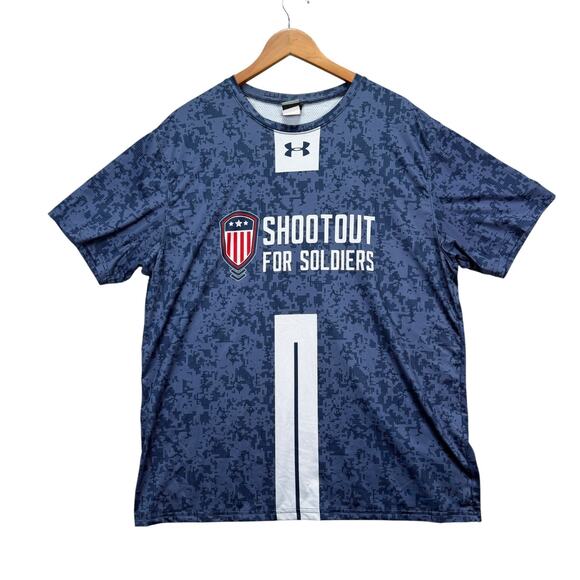 Under Armour Shootout For Soldiers Shirt Mens Camo Wicking Sports T Shirt USA XL - Picture 1 of 3